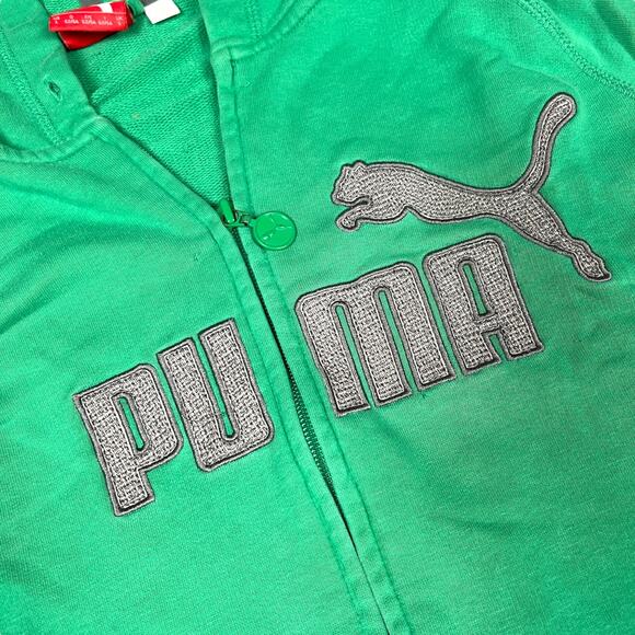 Puma Hoodie‎ Jacket Green Grey Logo Front Full Zip Long Sleeve Women's Large - Picture 4 of 15